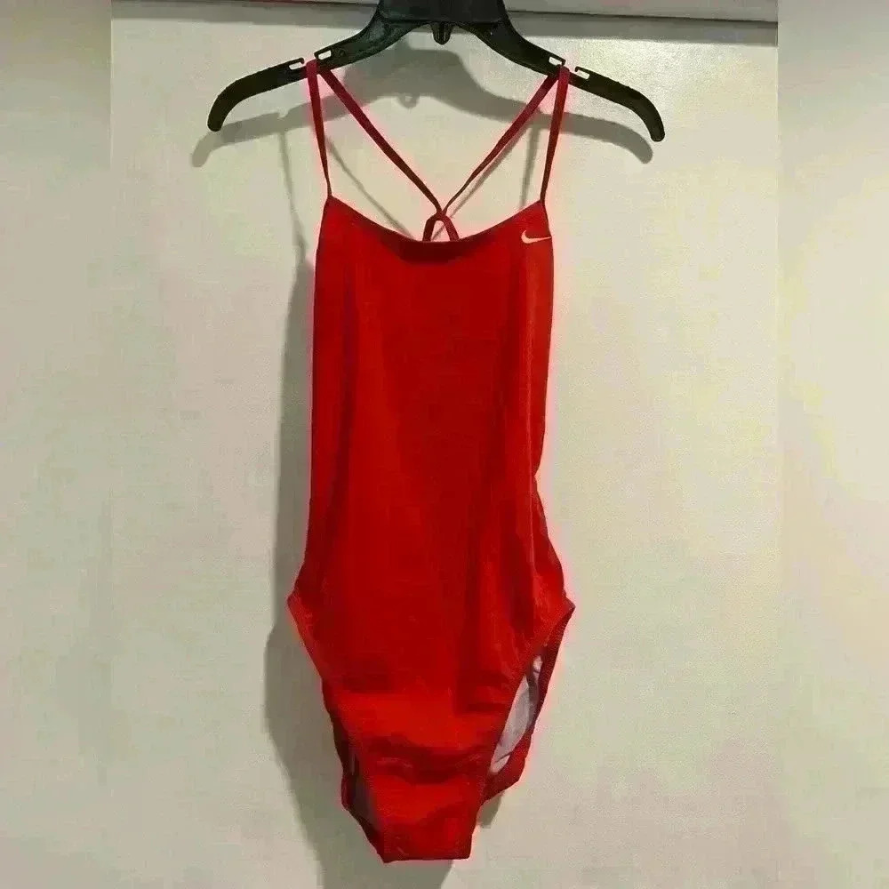 Nike Bright Red Strappy One-Piece Swimsuit